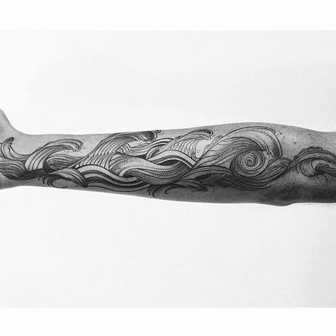 Trippy Tattoo, Xray Art, Dolphins Tattoo, Armband Tattoos, Sea Tattoo, Tattoo Reference, Best Tattoos, Waves Tattoo, The Lovers