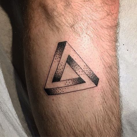 Minimal Tattoos For Men, Penrose Triangle Tattoo, Impossible Geometry, Tattoo Elements, Ems Tattoos, Penrose Triangle, Minimal Tattoos, Airplane Tattoos, Sticker Tattoo