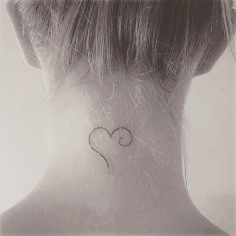 Back-of-the-Neck Tattoo Ideas and Inspiration | POPSUGAR Beauty Heart Back Of Neck Tattoo, Heart Tattoo Back Of Neck, Heart On Neck Tattoo, Back Of Neck Tattoos For Women Classy, Nape Tattoo Women Minimalist, Small Back Of Neck Tattoo, Heart Tattoo On Neck, Heart Neck Tattoo, Back Of The Neck Tattoos