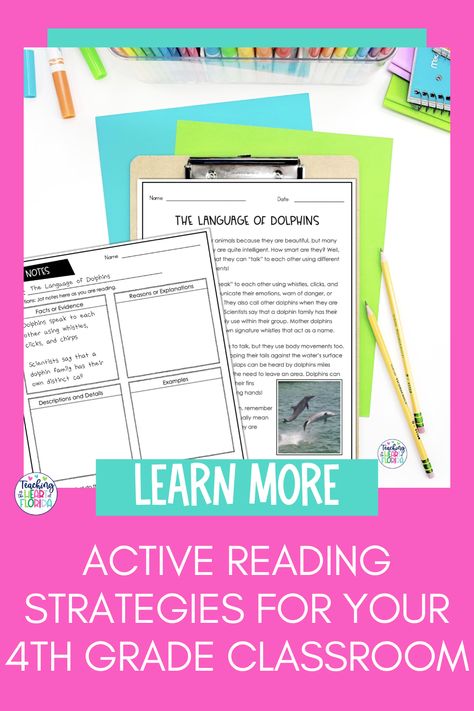 Immerse your fourth-grade classroom in the world of active reading and witness the remarkable growth of engaged learners! This blog post unveils effective reading strategies that elevate reading comprehension to new heights. Embark on a journey of discovery as you explore fun and enriching techniques to make reading time come alive for your upper elementary students. Equip them with essential skills for reading success and witness their transformative progress firsthand! Learn more! 4th Grade Reading Worksheets, Active Reading Strategies, Upper Elementary Reading, Reading Response Activities, Reading Stations, Teaching Essentials, New Vocabulary Words, Reading Comprehension Questions, 4th Grade Classroom