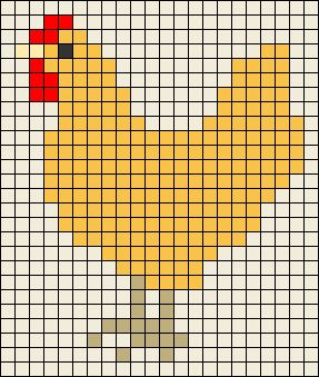 Cross Stitch Chicken Pattern, Alpha Pattern Animals, Grid Pattern Crochet, Pixel Chicken, Chicken Cross Stitch, Pixel Grid, Buff Orpington, Graph Crochet, Crochet Chicken