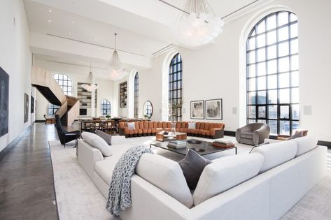 Luxury Condo Living Room, Penthouse In New York, Penthouse Living Room, Nyc Penthouse, Penthouse Living, New York Penthouse, Condo Living Room, Condo Living, Luxury Condo