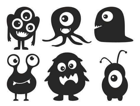 Monsters Inc Silhouette, Window Monster Silhouettes, Cute Monster Halloween Decorations, Monster Sillouhette, Monsters Halloween Decorations, Monster Inc Printables, Monster Svg Free, Halloween Monsters Art, Halloween Silhouettes Templates