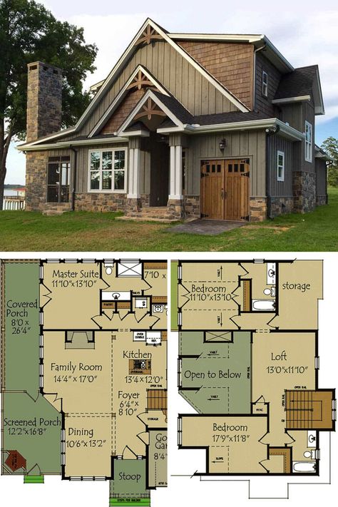 Simple Home Blueprints, House Plans For Wooded Lots, 2.5 Story House Plans, Small 2 Story Lake House Plans, House Plans With Loft Upstairs, Cozy Home Layout House Plans, Unique Cottage House Plans, Lake House Blueprints, 3 Bed Cottage Floor Plans