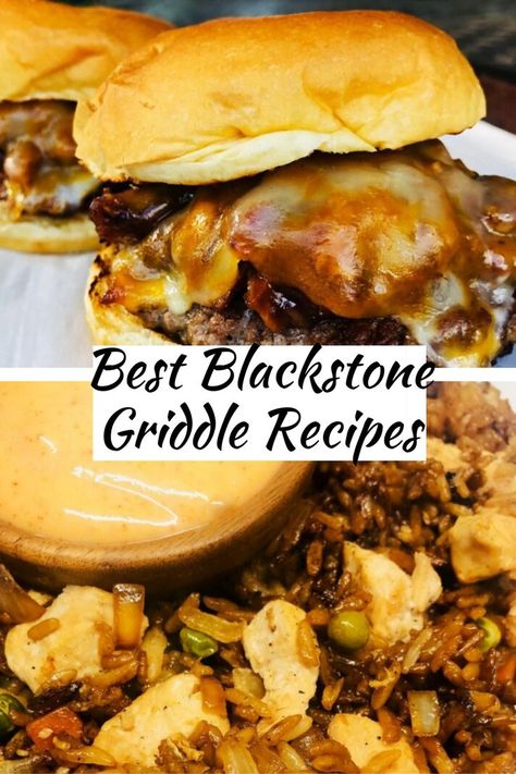 burger on top and rice on bottom Chicken Quesadillas On Blackstone Griddle, Black Stone Grill Dinner Ideas, Easy Grill Meals Dinners, Recipes For A Griddle Grill, Easy Dinner Recipes On Blackstone, Griddle Top Grill Recipes, Griddle Grill Recipes Blackstone, Cooking On Griddle Grill, Smoked Chorizo Sausage Recipes