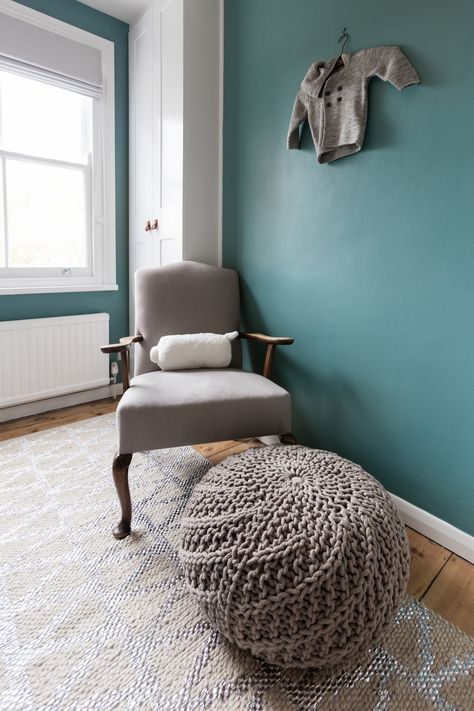 For a calming nursery, try the soothing shade of Proud Peacock and pale grey accessories Calming Nursery, Grey Accessories, Bedroom Colours, Calm Nursery, Dulux Paint, Cosy Living, Living Room Decor Inspiration, Cosy Living Room, Green Room