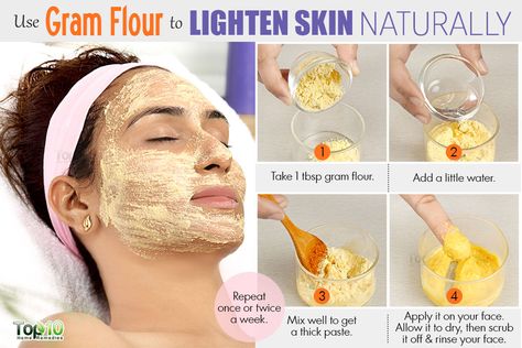 Face Mask For Skin Lightening, Gram Flour Skin Lightening, Gram Flour Face Mask, Flour Face Mask, Face Bleach, Lighten Skin Naturally, Face Hacks, Dry Skin Causes, Natural Skin Tightening