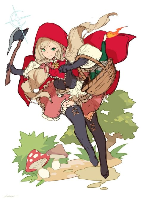 Little Red Riding Hood Character Design, Red Riding Hood Character Design, Red Riding Hood Fanart, Little Red Riding Hood Art, Red Riding Hood Art, Artist Tutorials, Fairy Tale Characters, Fantasy Theme, Witch Art