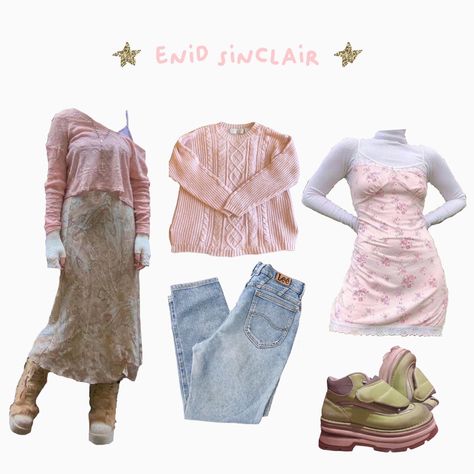 Enid Sinclair Outfits Aesthetic, Enid Sinclair Aesthetic Outfits, Enid Sinclair Outfit, Enid Sinclair, Niche Memes, Soft Girl Outfits, Red Stars, Sandy Liang, Wednesday Addams