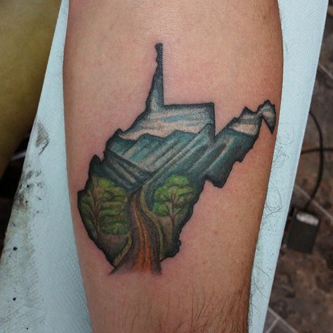 Pin for Later: 50 States of Tattoos: Ink Ideas From Every Corner of America West Virginia Virginia State Flower Tattoo, State Tattoo Ideas, Wv Tattoo, Mk Tattoo, West Virginia Tattoo, Virginia Tattoo, Jewerly Tattoo, State Tattoos, Virginia State