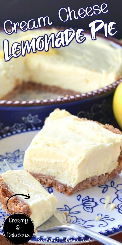 Lemonade Cream Cheese Pie, Creamy Lemonade, Lemonade Pie Recipe, Cream Cheese Lemonade Pie, Delicious Lemon Desserts, No Bake Lemon Pie, Yummy Pies, Lemonade Pie, Best Lemonade