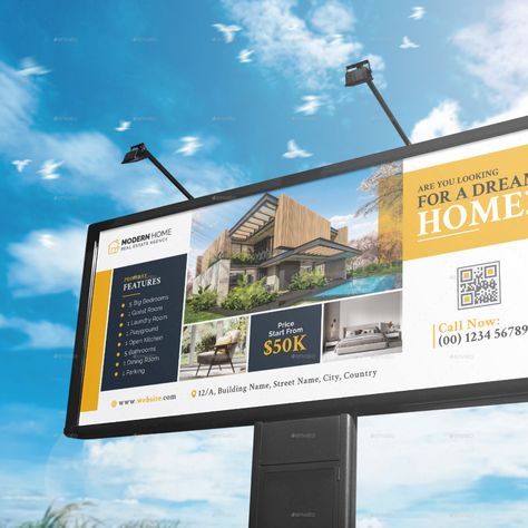 Real Estate Billboard Bill Board Design Idea, Billboard Architecture, Billboard Advertisement, Sv Logo, Billboard Template, Bill Board, Graphic Design Portfolio Examples, Real Estate Banner, Buy Real Estate