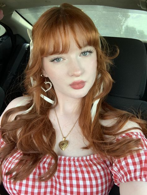 Americana Hairstyle, Coquette Hair Color, Coquette Face Claim, Red Hair Coquette, Born To Die Summer, Pretty Ginger, Gorgeous Red Hair, Red Hair Color Ideas, Natural Ginger