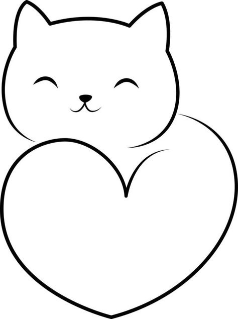 Drawing Of Cats Easy, Line Art Drawings Doodles, Cat Drawing Doodle, Cute Cat Drawing Doodles, Cat Outline Drawing, Doodle Line Art, Silhouette Chat, Cat Line Art, Pawprint Tattoo