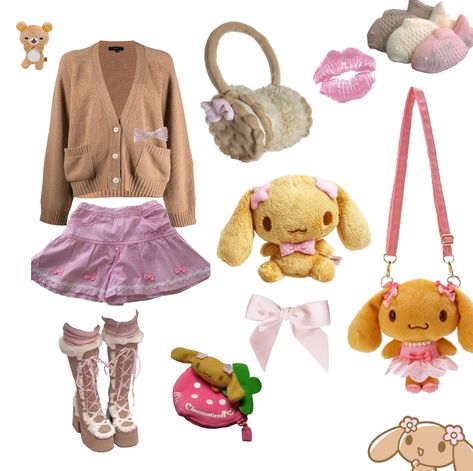 Pompompurin Inspired Outfit, Sanrio Girl Outfits, Neopolitan Outfits, Sanrio Mocha, Mocha Outfit, Kawaii Aesthetic Outfits, Sanrio Party, Sanrio Outfits, Types Of Clothing Styles