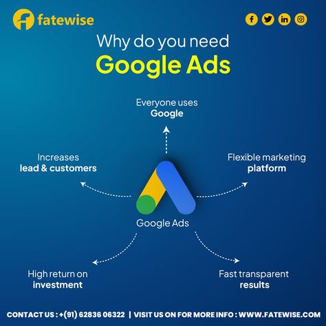 🚀 Elevate Your Business with Google Ads! 🚀 At Fate Wise Digital Marketing Agency, we specialize in crafting Google Ads campaigns that deliver real results! 🔍 Why Google Ads? Instant Visibility: Get your business in front of potential customers as they search for your services. Targeted Reach: Tailor your ads to specific demographics, locations, and interests to ensure you're reaching the right audience. Measurable Results: Track your campaign’s performance with detailed analytics and optimi...