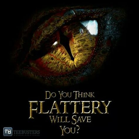 Do you think flattery will save you?? #TheHobbit #TheDesolationofSmaug #dragon #BenedictCumberbatch Smaug Quotes, Smaug Dragon, Earth Memes, Lotr Funny, Dragon Stuff, Happy Notes, Types Of Books, Wolf Tattoos, Love Movie