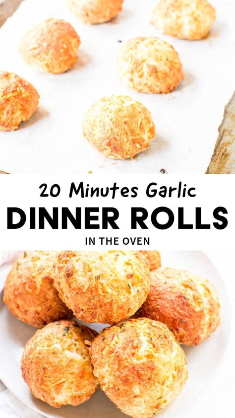 Garlic No Yeast Rolls Easy Dinner Rolls Recipe Quick, Easy Garlic Rolls, No Yeast Rolls, Cheesy Dinner Rolls, Easy Dinner Rolls Recipe, Easy Bread Roll Recipe, Garlic Dinner Rolls, Dinner Rolls Recipe Homemade, Easy Dinner Rolls