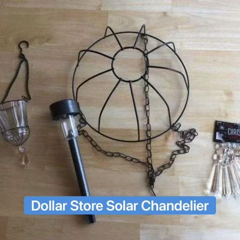 Solar Chandelier Diy, Tree Crystals, Solaire Diy, Solar Chandelier, Solar Lights Diy, Solar Light Crafts, Hanging Candle Holder, Hanging Candle, Outdoor Chandelier