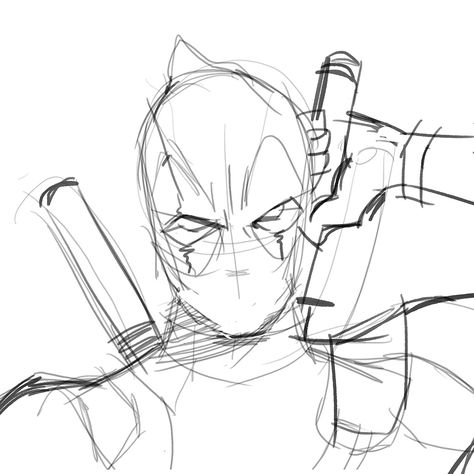 Deadpool 2, 2018 on Behance Deadpool Sketch Drawing, Drawing Ideas Deadpool, Deadpool Digital Art, Deadpool Drawing Reference, Deadpool Doodle Art, Deadpool Pose Reference, Deadpool Sketch Easy, Deadpool Sketch Pencil, Deadpool Art Comic