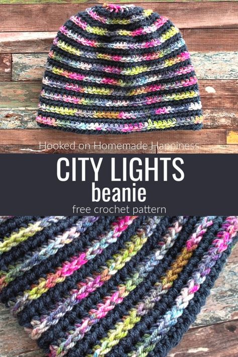 City Lights Beanie Crochet Pattern (CAL for a Cause) - Hooked on Homemade Happiness Stitch Techniques, Beanie Crochet Pattern, Easy Crochet Hat, Cat Applique, Crochet Hat Free, Crochet Knit Hat, Bonnet Crochet, Beanie Crochet, Crochet Beanie Hat