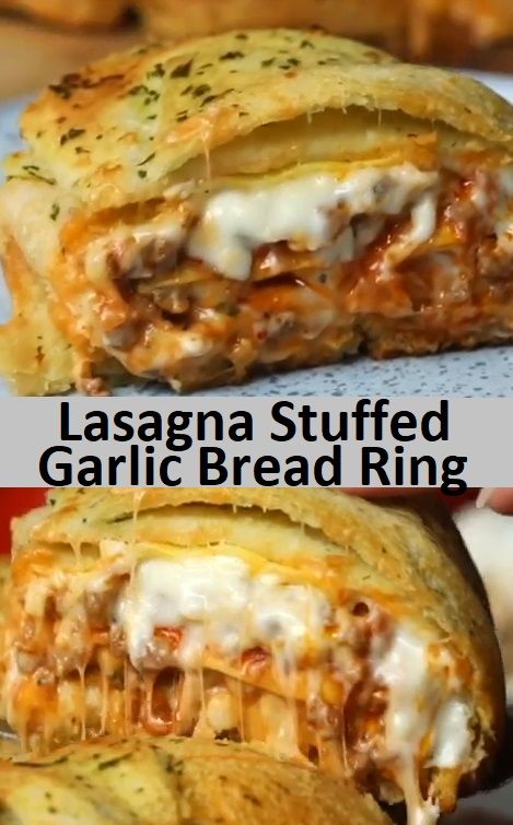 Lasagna Stuffed Garlic Bread Ring Lasagna Stuffed Garlic Bread Ring, Garlic Bread Lasagna Stuffed Crust, Spaghetti Stuffed Garlic Rolls, Garlic Bread Stuffed Lasagna, Garlic Bread Lasagna Stuffed Crust Dip, French Bread Lasagna, Lasagna Bread Boat, Lasagna Stuffed Garlic Bread, Lasagna Stuffed Garlic Bread Recipe