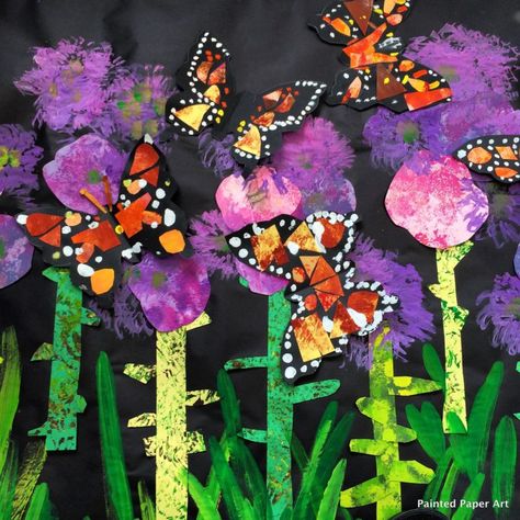 Art Projects For Kids Preschool, Collaborative Art Projects For Kids, Painted Paper Art, Monarch Butterflies Art, Milkweed Plant, Collaborative Art Projects, Paper Art Projects, 2nd Grade Art, Art Projects For Kids