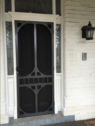 Security Doors Ideas Front Entry, Security Door Design, Hamptons House Exterior, Colonial Door, Security Screen Door, Steel Security Doors, Victorian Style House, Security Doors, Security Screen