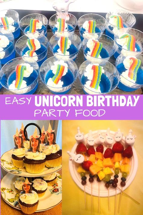 Unicorn Themed Party Food, Magical Birthday Party Ideas, Unicorn Birthday Snack Ideas, Savory Unicorn Party Food, Unicorn Rainbow Party Food, Healthy Unicorn Party Food, Unicorn Party Food Lunch, Unicorn Snacks For Party Easy, Unicorn Themed Birthday Party Food