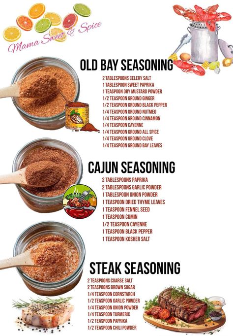 Homemade Dry Mixes, Homemade Seasoning, Homemade Spice Mix, Spice Blends Recipes, Seasoning Blends, Homemade Sauce Recipes, Homemade Pantry, Spice Mix Recipes, Diy Spices