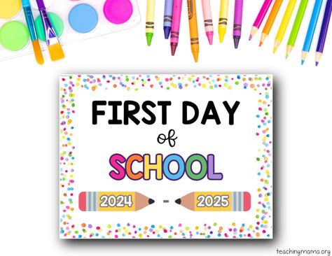 first day of school sign - free printable First Day Of School Signs, Printable Signs Free, Transitional Kindergarten, First Day Of School Sign, First Day School, School Printables, Abs And Cardio Workout, 1st Day Of School, School Posters