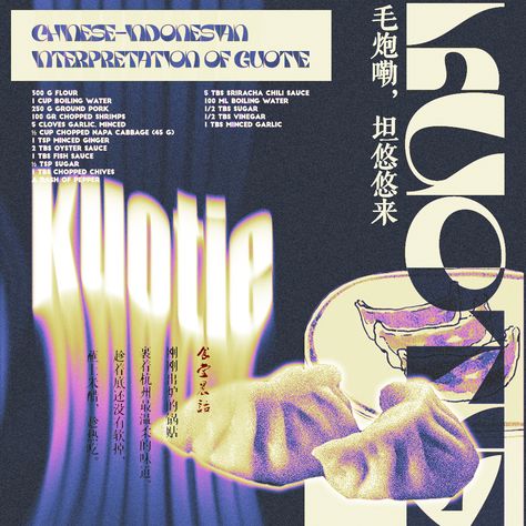 The artwork features an abstract shape of typeface with Mishko effect on text & chinese glyphs or known as Hànzì that morphs practically from traditional asian cuisine into modernistic graphics. Mishka Effect Graphic Design, Scorpio Artwork, Text Chinese, Ux Design Trends, Indonesian Cuisine, Graphic Trends, Abstract Shape, Glyphs, Abstract Shapes