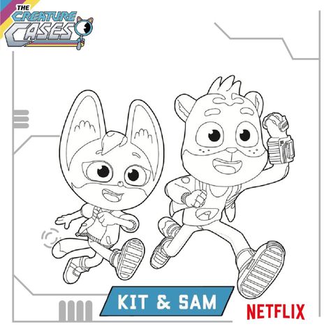 The Creature Cases - Sam and Kit - Colouring Page Creature Cases Coloring Pages, Creature Cases, Imprimibles Halloween, Kids Colouring, Kids Shared Bedroom, Colouring Page, Minecraft Party, 7th Birthday, Design Case