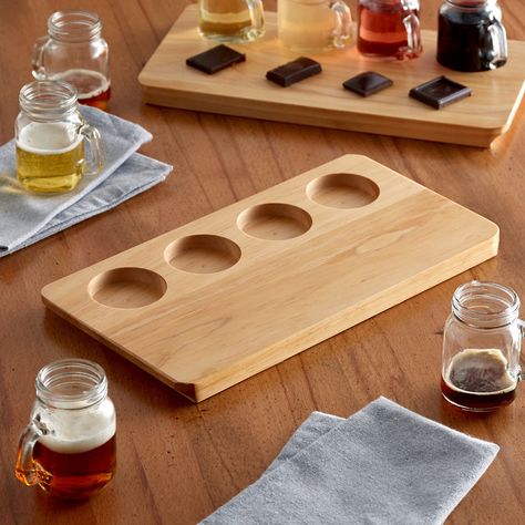 Acopa 10" Four-Well Natural Flight Tray - 12/Case - The Restaurant Store Mead Making, Flight Boards, Mdf Ideas, Beer Taster, Flight Board, Mason Jars With Handles, Beer Flight, Diy Beer, Moda Hippie