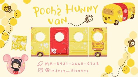 crossingdesigns — pooh’s hunny van by ✿ by injoyy_disneyy on ig Disney Codes, Disney Island, Hundred Acre Woods, Briar Rose, Firefly, Disney Pixar, Animal Crossing, Pixar, Winnie The Pooh