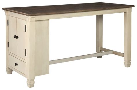 Winston Porter Zurcher Room Counter Height Dining Table | Wayfair Craftsman Style Columns, Peninsula Table, White Craftsman, Nyc Apartment Design, Counter Height Dining Room Tables, Kitchen White Cabinets, Macrame Square, Counter Tables, Table Island