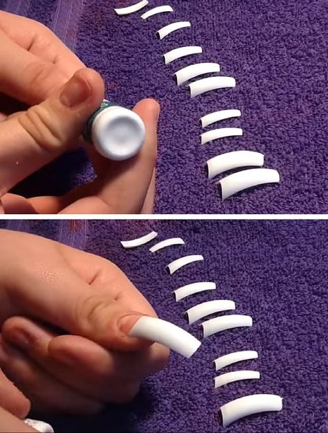 Glue the Nail Tip|DIY Acrylic Nails Heathers Nails, Victorian Ghost, Do It Yourself Nails, Nail Therapy, Nail Art Tool Kit, Nail Hacks, Diy Pedicure, Acrylic Nails At Home, Hair 101