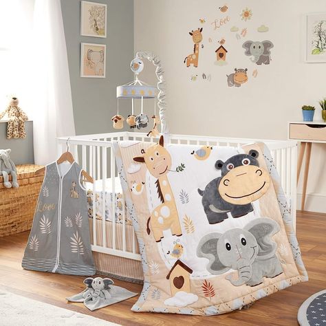 Amazon.com: OBERLUX Crib Bedding Set for Boys and Girls, 8 Piece Baby Nursery Bedding Crib Set, Jungle Animal Safari Theme, Gray/Tan/White : Baby Nursery Themes Neutral, Cot Bedding Sets, Baby Cot Bedding, Baby Crib Bedding Sets, Babies Room, Trendy Baby Nursery, Animal Safari, Toddler Mattress, Baby Crib Bedding