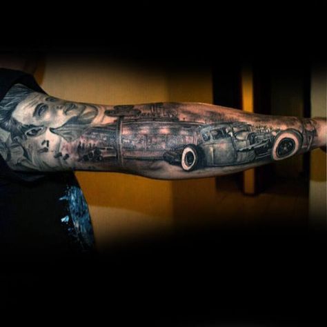 Spectacular=hot Rod Tattoo Male Full Sleeve