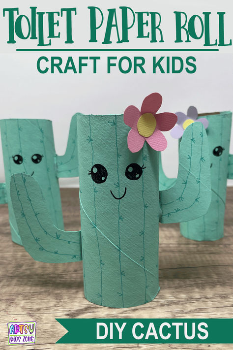 Example of a Toilet Paper Roll turned into an adorable Cactus with flower. Paper Roll Crafts For Kids, Toilet Paper Roll Craft, Cactus Craft, Roll Craft, Cactus Diy, Toilet Paper Roll Crafts, Desert Oasis, Paper Roll Crafts, Kids Zone