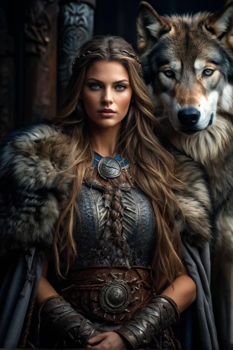 Viking Female Warrior Tattoo, Tattoos For Women Traditional, Wolf Costume Women, Viking Wolves, Wolf Tattoo For Women, Traditional Wolf Tattoo, Female Wolf, Lone Wolf Tattoo, Wolf Tumbler