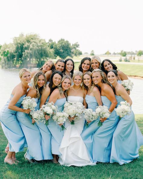 So special to be a part of @sterlingmccallmoran's special day ✨️ Look at all of her bridesmaids in our Maiah Blue Formal Maxi Dress⁠! ⁠ Light Blue Bridesmaid Dresses Long, Blue Long Bridesmaid Dresses, Short Princess Dress, Formal Maxi Dress, Winter Formal Dresses, Senior Prom, Convertible Dress, Engagement Dresses, Short Bridesmaid Dresses