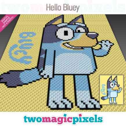 Hello Bluey by Two Magic Pixels Two Magic Pixels C2c, Crochet Bluey Blanket Free Pattern, Crochet Bluey Blanket, Bluey Perler Bead Patterns, Free C2c Crochet Pattern, Pixel Blanket, Magic Pixels, Cross Stitch Plastic Canvas, Two Magic Pixels