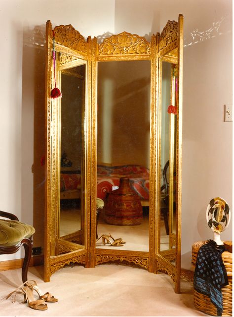 Bombay Dressing Screen Mirror | Carvers' Guild Small Dressing Rooms, Closet Mirror, Dressing Screen, Glamour Home, Ornate Mirror, Screen Mirroring, Dressing Mirror, Room Closet, Beautiful Mirrors