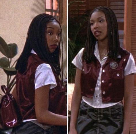 Moesha Outfits 90s, Moesha Outfits, Kayla Core, Black Sitcoms, Brandy Norwood, 2000s Party, Afro Punk Fashion, Black Magazine