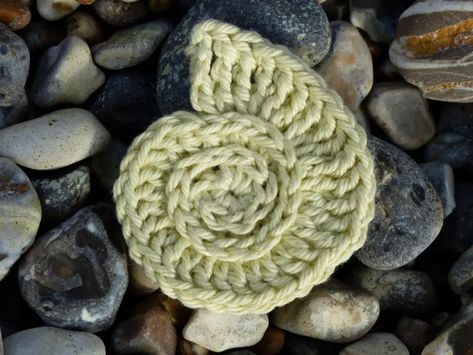 Pattern for Crocheted Ammonite – Coastal Crochet Coastal Crochet, Crochet Appliques, Crochet Home Decor, Freeform Crochet, Crochet Applique, Beach Inspired, Crochet Home, Granny Squares, A Pattern