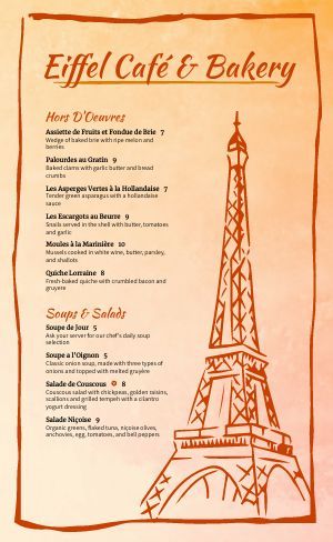 Free elegant french menu templates - MustHaveMenus French Cafe Menu Design, French Menu Card, French Menu Ideas, French Menu Design, French Dinner Menu, French Restaurant Menu, French Cafe Menu, Valentine's Day Menu Ideas, Restaurant Menu Covers