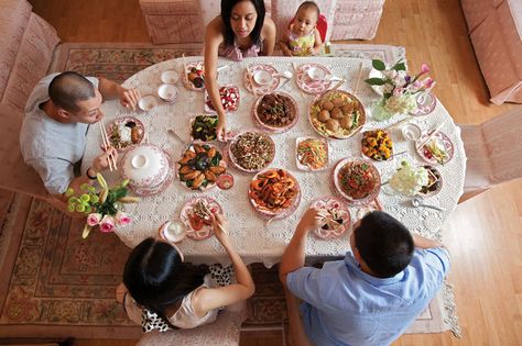 Gather your family to the table and enjoy a feast of Chinese dishes with this sumptuous menu featuring crunchy fresh salads, spicy stir-fries, tart pickles and more. Finish off the meal with a purifying pot of hot Chinese tea and a cold bite of ginger ice cream. Shanghai Chicken, Smashed Cucumbers, Tomato Beef, Chinese Banquet, Pickled Mustard Greens, Ginger Ice Cream, Recipes Chinese, Chinese Chives, Asian Dinner