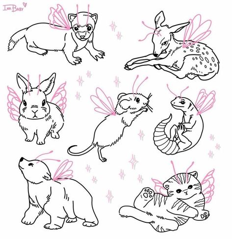 Animals With Wings, Tattoo Flash Sheet, Cute Tiny Tattoos, Minimalist Tattoos, Tattoo Flash Art, 문신 디자인, Dope Tattoos, Simplistic Tattoos, Matching Tattoos