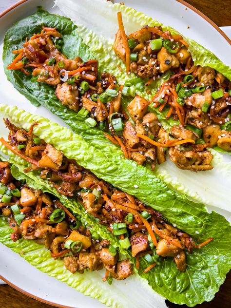 Asian Chicken Lettuce Wrap {Paleo, Whole30, Gluten-Free} Low Sodium Keto, Paleo Asian Chicken, Low Carb Low Sodium, Asian Chicken Lettuce Wraps, Chicken Lettuce Wraps Recipe, Paleo Recipies, Aip Paleo Recipes, Date Syrup, Paleo Meal Plan